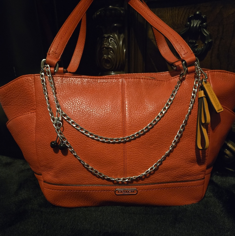 Coach Parker Red Leather Tote Bag #23284